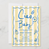 Hand getrokken blauw geel Ciao Baby Baby shower Kaart (Voorkant)