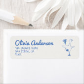 Hand getrokken Blauw Gekke Gans Ribbon Baby Boy Sh Etiket (Insitu)