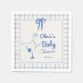 Hand getrokken Blauw Gekke Gans Ribbon Baby Boy Sh Servet (Voorkant)