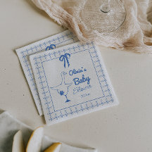 Hand getrokken Blauw Gekke Gans Ribbon Baby Boy Sh
