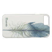 Hand getrokken blauw grijs waterverf veer Case-Mate iPhone case (Achterkant (Horizontaal))