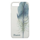 Hand getrokken blauw grijs waterverf veer Case-Mate iPhone case (Achterkant)