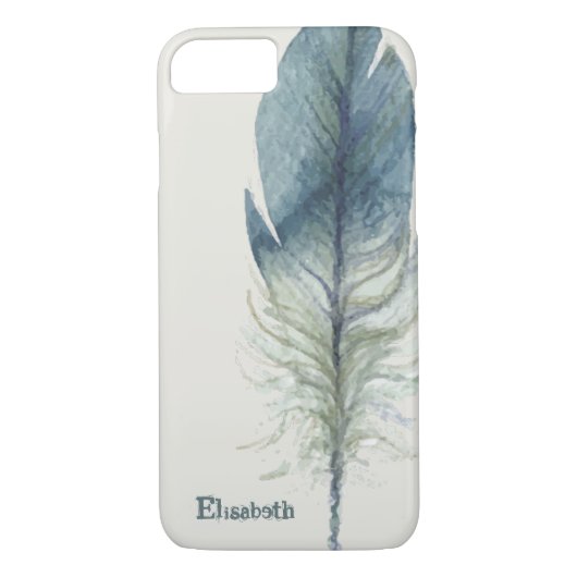 Hand getrokken blauw grijs waterverf veer Case-Mate iPhone case (Achterkant)