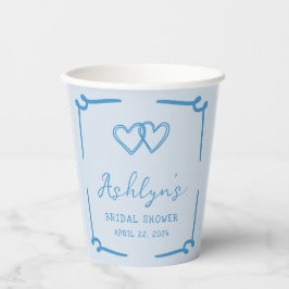 Hand getrokken Blauw Hart Vrijgezellenfeest Papier Papieren Bekers