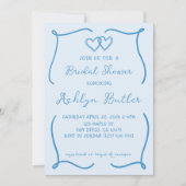 Hand getrokken blauw Lijst bruids doucheuitnodigin Kaart (Voorkant)