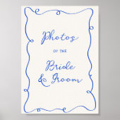 Hand getrokken blauw Lijst bruiloft Poster (Voorkant)