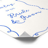 Hand getrokken blauw Lijst bruiloft Poster (Hoek)