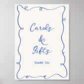Hand getrokken blauw Lijst Kaarten & geschenken Poster (Voorkant)