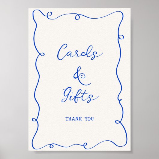 Hand getrokken blauw Lijst Kaarten & geschenken Poster (Voorkant)