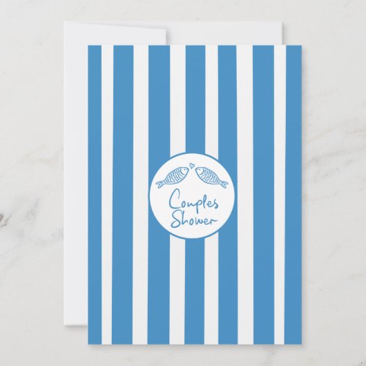 Hand getrokken blauw twee vis koppels Vrijgezellen Kaart (Achterkant)