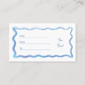 Hand getrokken Blauw Wit Zakelijk Logo Raffle Tick Plaatskaartje (Achterkant)