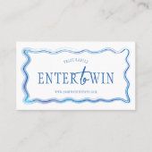 Hand getrokken Blauw Wit Zakelijk Logo Raffle Tick Plaatskaartje (Voorkant)