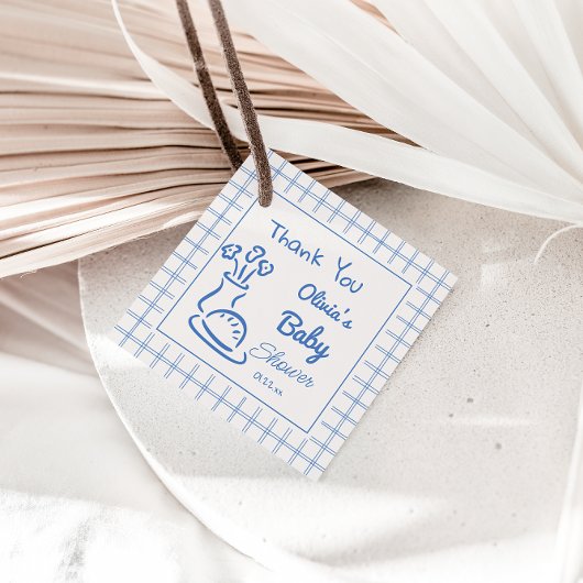 Hand getrokken blauwe broodje in de oven Baby Boy  Bedankjes Labels