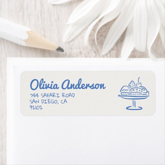 Hand getrokken blauwe broodje in de oven Baby Boy  Etiket (Insitu)