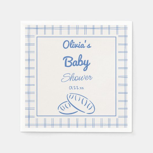 Hand getrokken blauwe broodje in de oven Baby Boy  Servet (Voorkant)