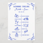 Hand getrokken blauwe bruiloft reisschema Welkom Programmakaart (Voorkant)