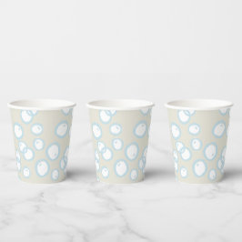 Hand getrokken Blauwe Bubbels Beige Baby shower Papieren Bekers
