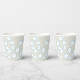 Hand getrokken Blauwe Bubbels Beige Baby shower Papieren Bekers