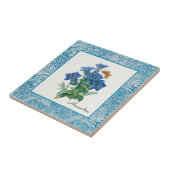  hand getrokken blauwe-Columbinestop Tegeltje (Zijkant)