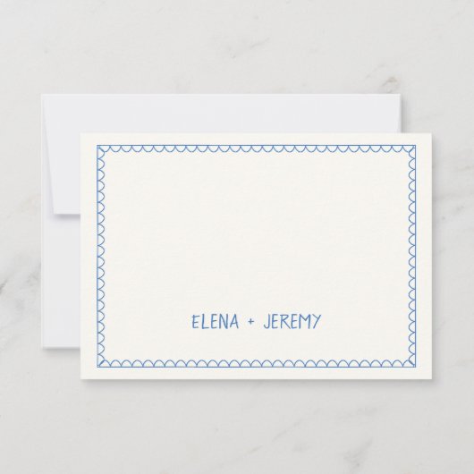 Hand getrokken Blauwe Illustratie Frans RSVP Kaartje (Achterkant)