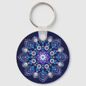 Hand getrokken blauwe juweel stip mandala sleutelhanger (Voorkant)