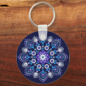 Hand getrokken blauwe juweel stip mandala sleutelhanger (Achterkant)