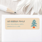 Hand getrokken blauwe kerstboom Doddle adres Etiket (Insitu)