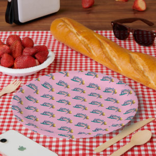 Hand getrokken blauwe krab met hamer Mallet Crab B Papieren Bordje