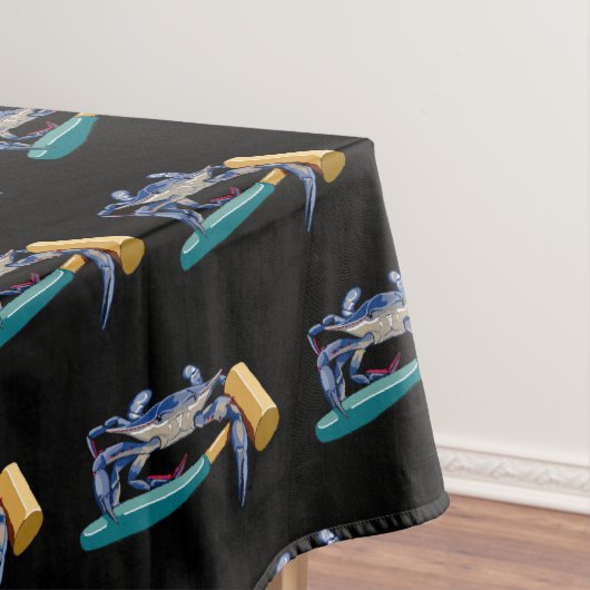 Hand getrokken blauwe krab met hamer Mallet Crab B Tafelkleed (Voorbeeld)