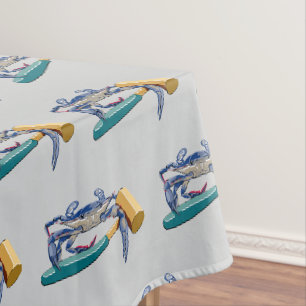 Hand getrokken blauwe krab met hamer Mallet Crab B Tafelkleed