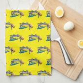 Hand getrokken blauwe krab met hamer Mallet Crab B Theedoek (Quarter Fold)