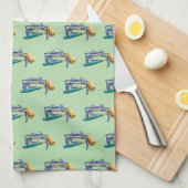 Hand getrokken blauwe krab met hamer Mallet Crab B Theedoek (Quarter Fold)