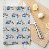 Hand getrokken blauwe krab met hamer Mallet Crab B Theedoek (Quarter Fold)