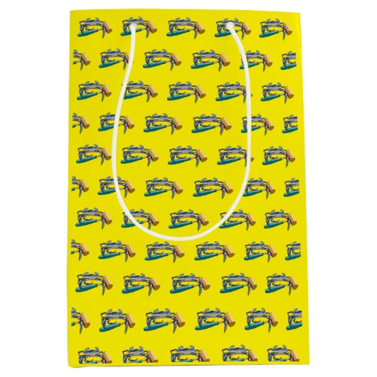 Hand getrokken blauwe krab met Hammer Mallet Medium Cadeauzakje (Voorkant)