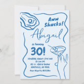 Hand getrokken blauwe oester cocktail volwassen ve kaart (Voorkant)