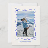 Hand getrokken Blauwe Squiggle Champagne Tower Bru Save The Date (Achterkant)