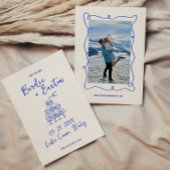 Hand getrokken Blauwe Squiggle Champagne Tower Bru Save The Date