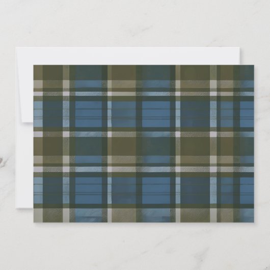 Hand getrokken blauwe Tartan Kerstmis Feestdagenkaart (Achterkant)