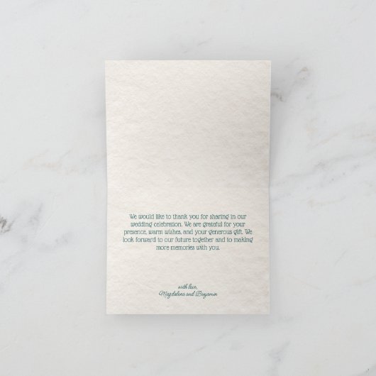 Hand Getrokken Blauwgroen Retro Ribbon Bow Cake Bedankkaart (Binnen)