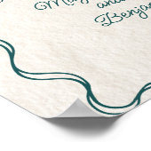  Hand Getrokken Blauwgroen Retro Wedding Welkom Poster (Hoek)