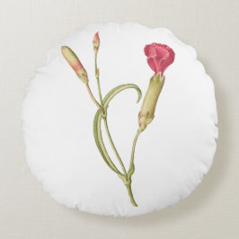 Hand getrokken Bloeiende roze dianthus bloem Rond Kussen