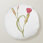 Hand getrokken Bloeiende roze dianthus bloem Rond Kussen (Achterkant)