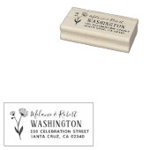 Hand getrokken bloem aangepaste bruiloft retour ad rubberstempel (Gestempeld)