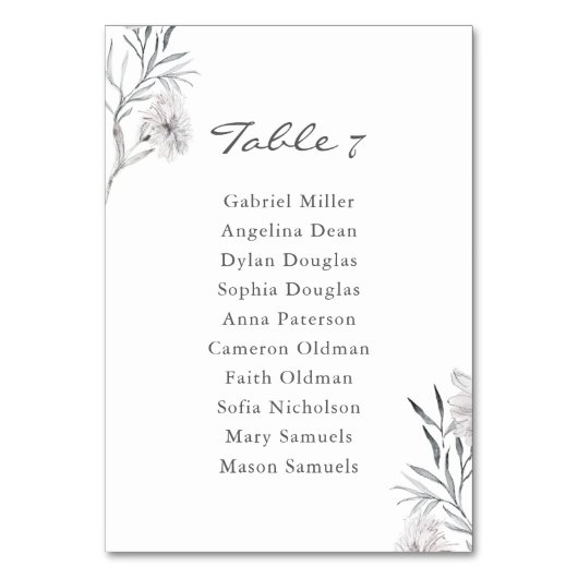 Hand-getrokken Bloem Huwelijk Enkele zitplaatsen p Kaart (Voorkant)