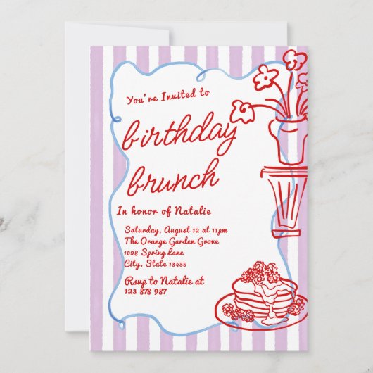 Hand getrokken Bloem Pannenkoeken Leuke Verjaardag Kaart (Voorkant)