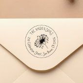 Hand getrokken bloem | Rustieke naam Retouradres Zelfinktende Stempel