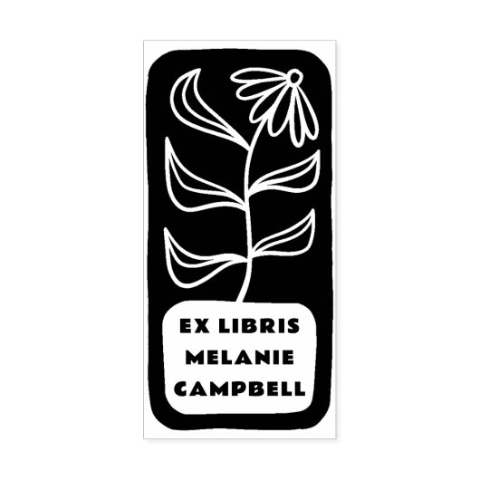 Hand getrokken Bloem Vetgedrukte Retro Ex Libris B Rubberstempel (Afrduk)