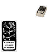 Hand getrokken Bloem Vetgedrukte Retro Ex Libris B Rubberstempel (Gestempeld)