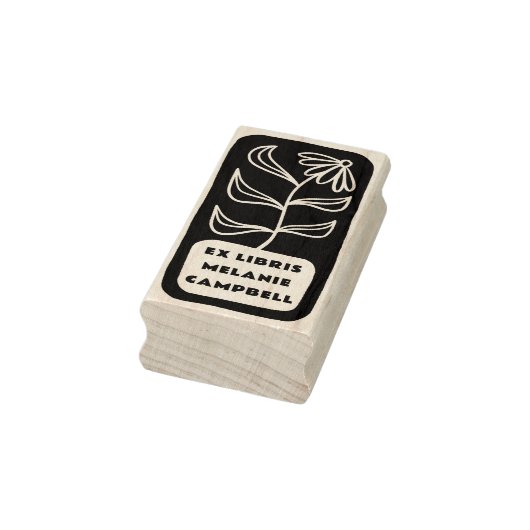 Hand getrokken Bloem Vetgedrukte Retro Ex Libris B Rubberstempel (Stempel)