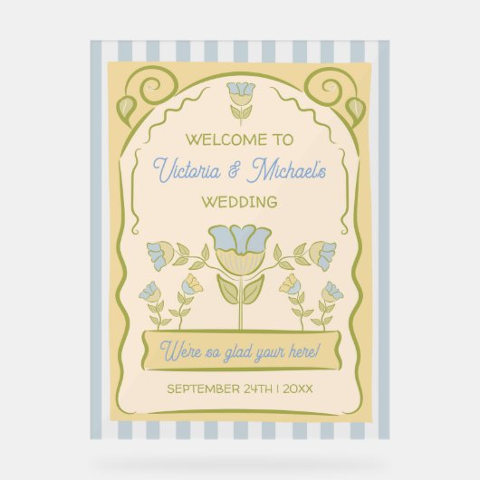 Hand getrokken Bloem Zaad Pakket Ontwerp Welkomstb Acryl Bord (Voorkant)